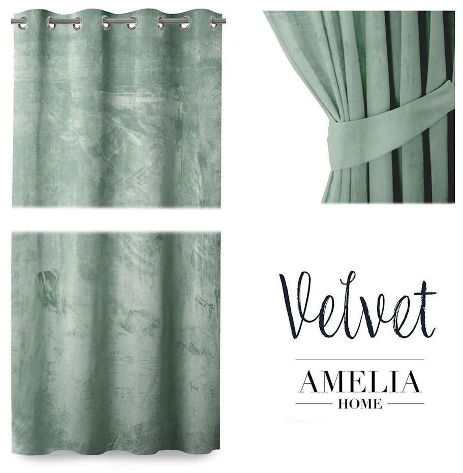 Záves AmeliaHome Velvet III 140x245 cm mätový