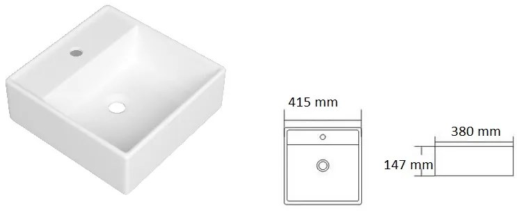 Gamma Gina, umývadlo na dosku 415x380x147 mm, biela lesklá, GMA-UC-GINA