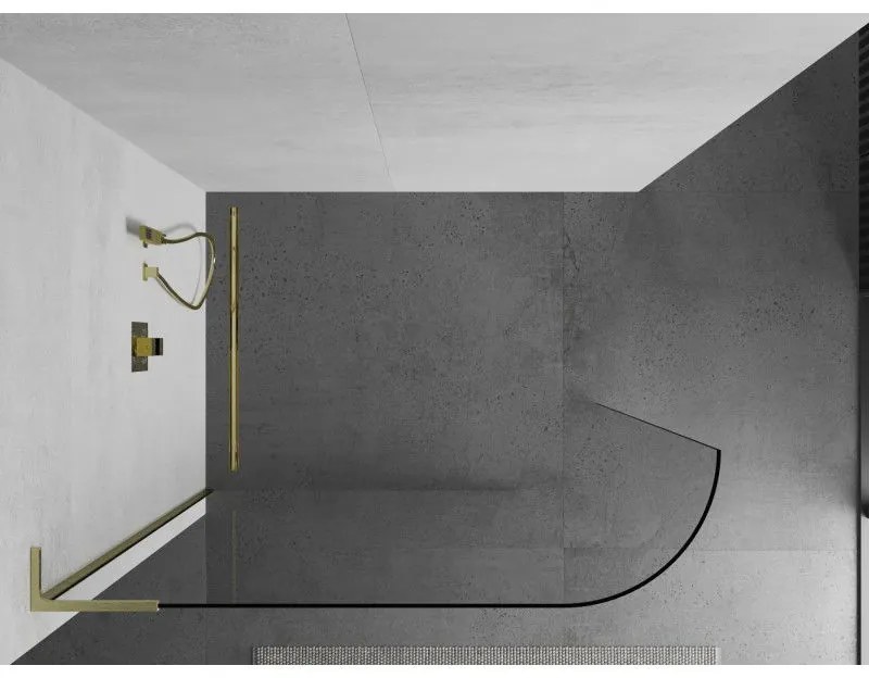 Mexen Kioto L, sprchová zástena Walk-In 80 x 200 cm, 8mm číre sklo, zlatý matný profil, 800-080-103-55-06