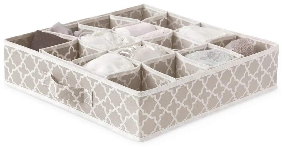 Béžový organizér do zásuvky so 16 priehradkami Compactor, 40 × 40 cm