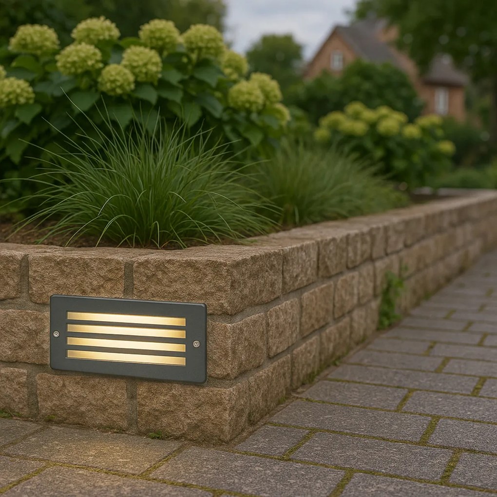 Sada 4 moderných zapustených svetiel tmavosivá IP44 - Hurricane