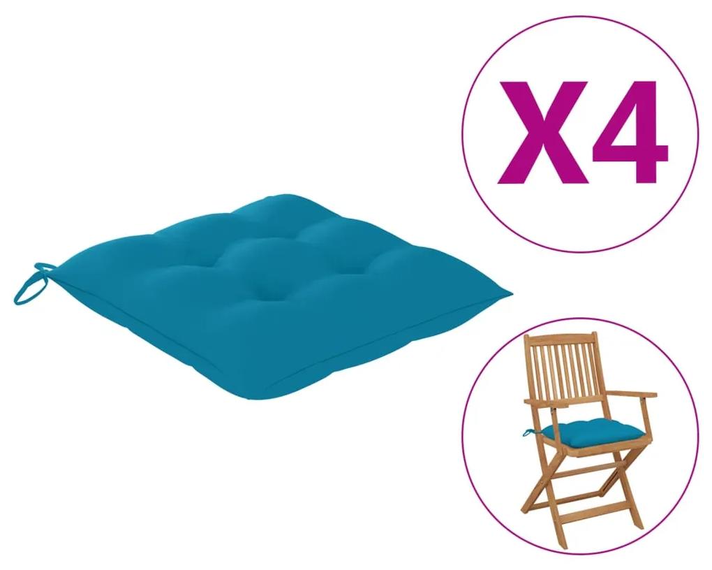 vidaXL Podložky na sedadlo 4 ks, 40x40x8 cm, modré