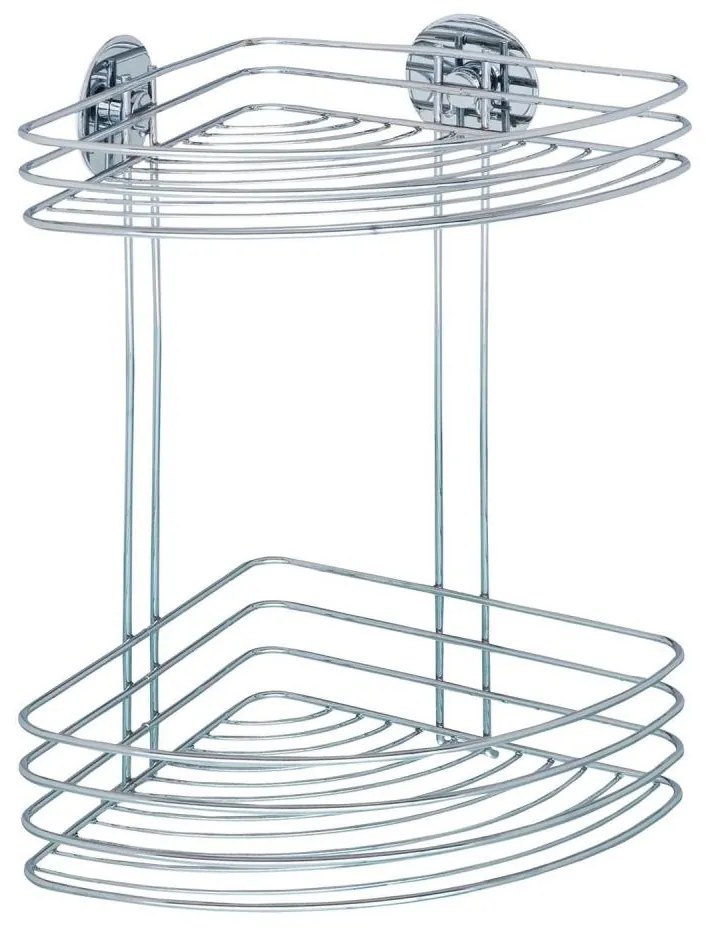 WENKO 18914100 - Rohová polica TURBO-LOC, okrúhla oceľová, 26,5x33 cm, lesklý chróm