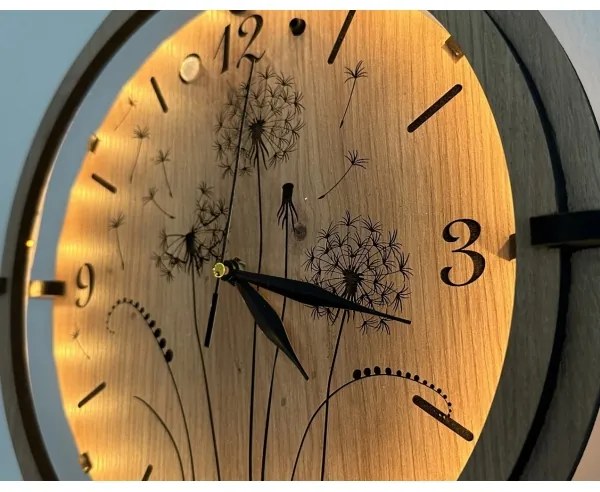 Li-Go 23688/DUB2 - LED hodiny s pohybovým senzorom, LED/1×AA, Ø 32 cm, dub