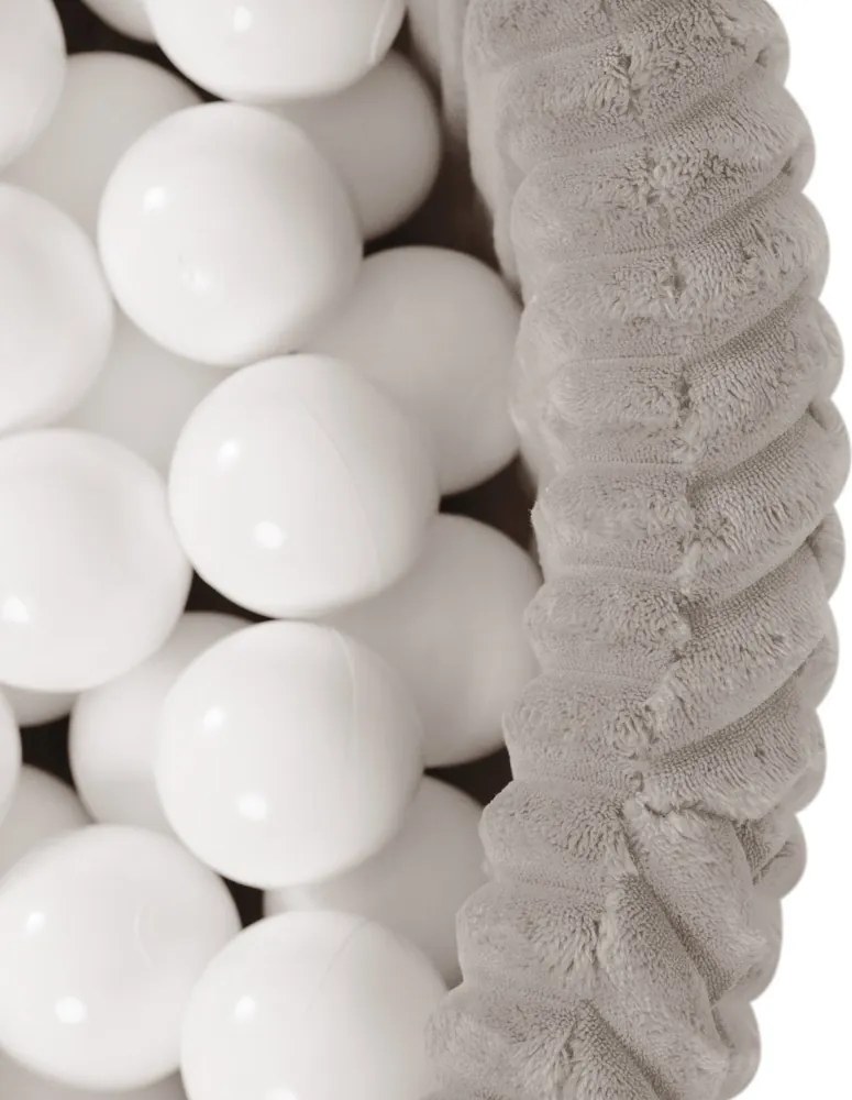 Suchý bazén okrúhly 90x30 cm – béžový Puffy Lamell + 200 perleťových guličiek