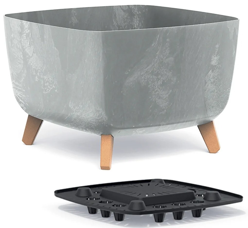 Plastový kvetináč na nožičkách DGQL400E 39 cm - sivý betón