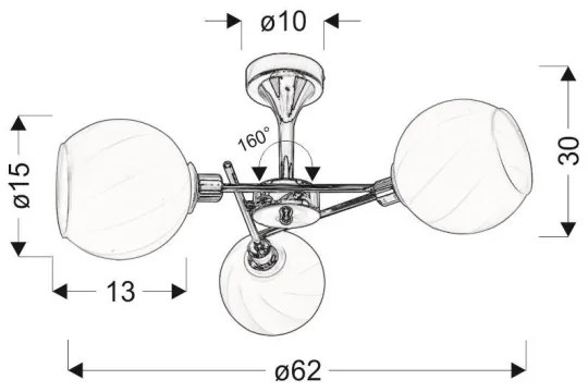 Luster na tyči RAUL 3xE14/40W/230V