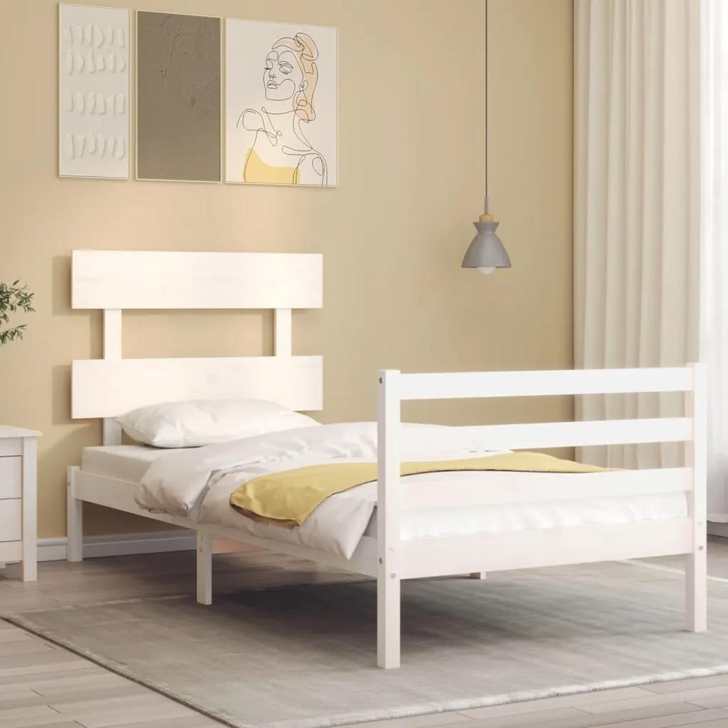 Rám postele s čelom biely 3FT jednolôžko masívne drevo 3195057