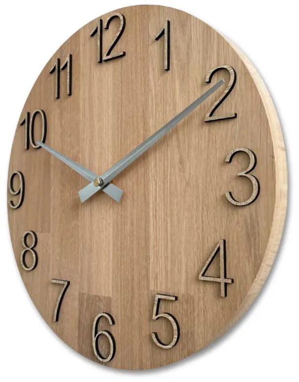 Elegantné nástenné hodiny z masívneho dubu I SENTOP MAS016-OSMO-3041-hands/silver