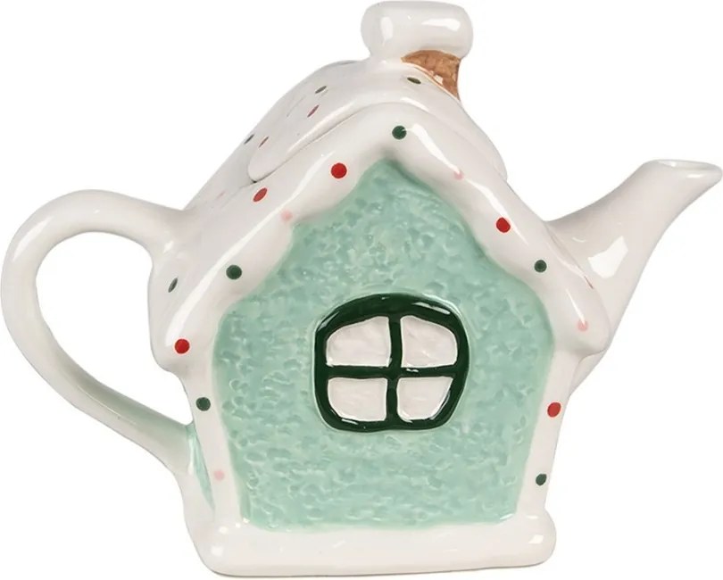 Zelená keramická kanvička chalúpka Gingerbread - 21 * 10 * 15 cm / 600 ml