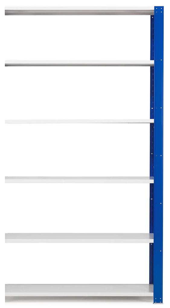 Policový kovový regál MIX, prídavná sekcia, 2500x1300x500 mm, modrá