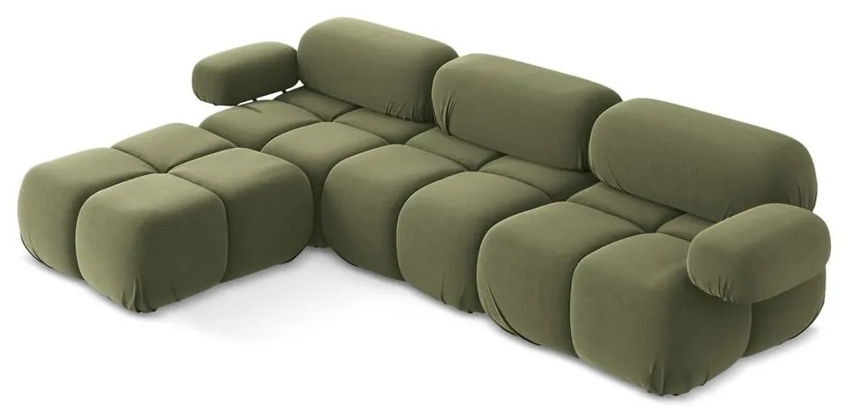 Svetlozelená zamatová modulárna rohová pohovka Lokua – Makamii