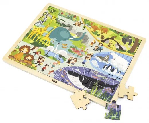Puzzle na podstavci Viga 44587 48 dielikov - spoznávanie zoo