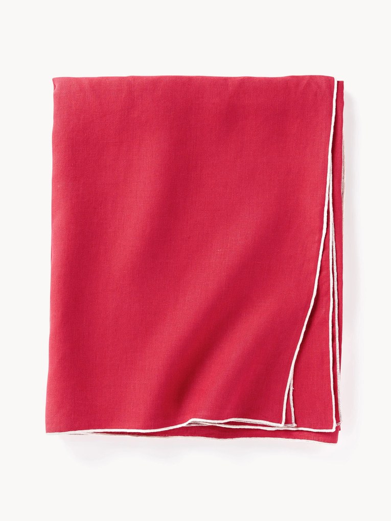 Ľanový obrus's dekoračným lemom Kennedy