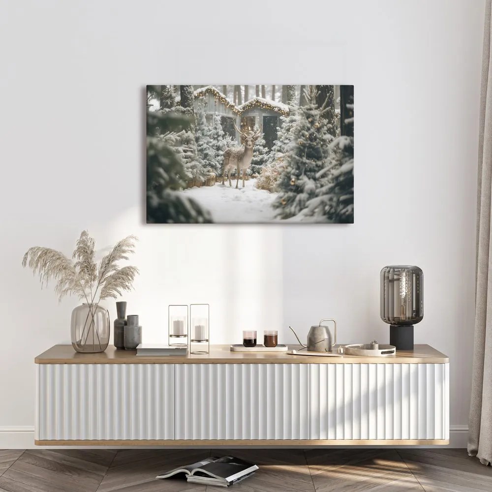 Obraz vianočný jeleň v lese