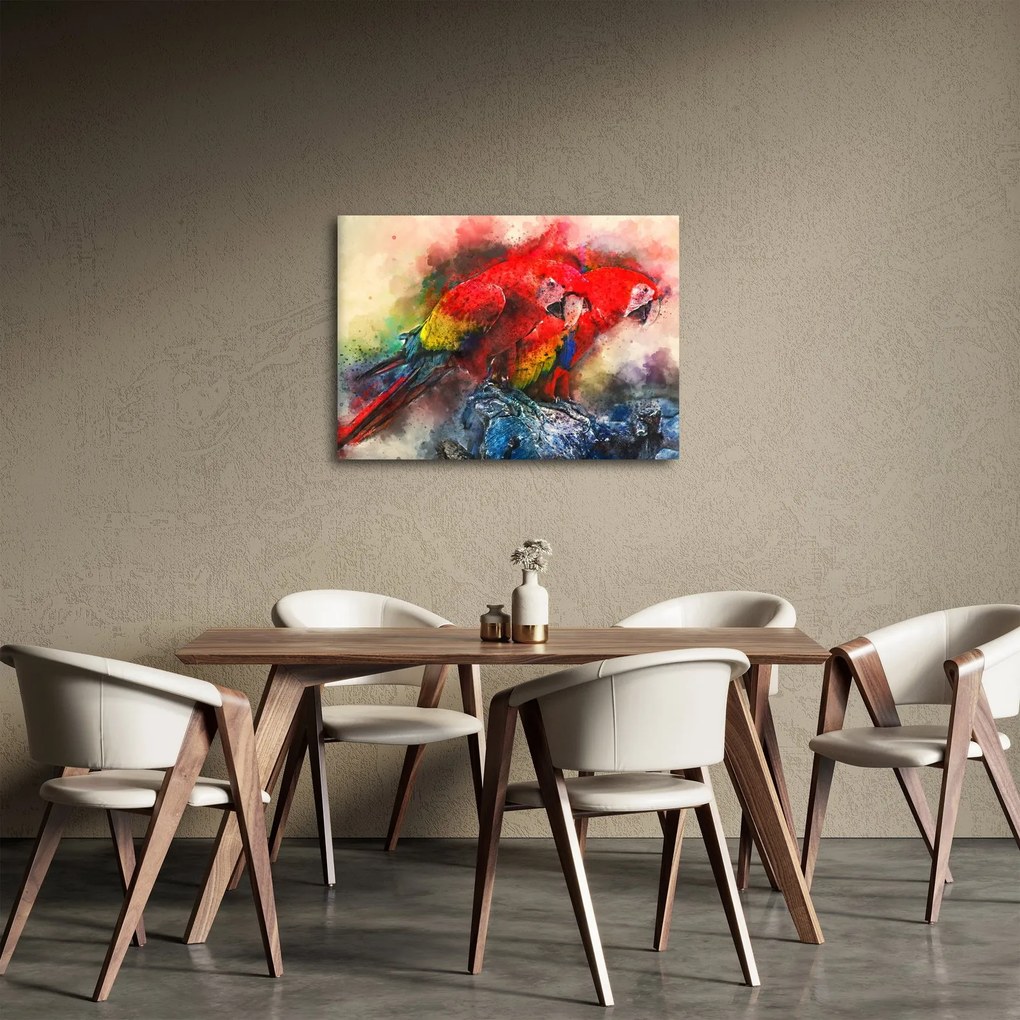 Obraz červených papagájov ara (70x50 cm)