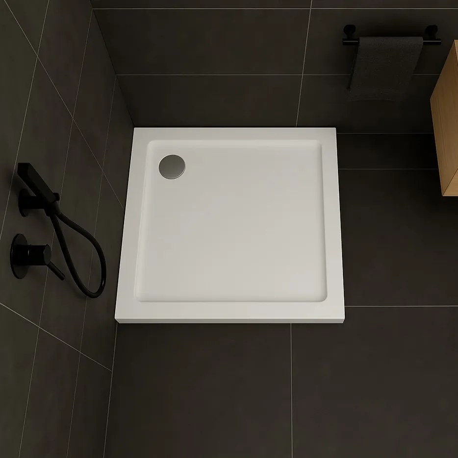 Erga Laos, štvorcová sprchová vanička 90x90x5cm, akrylát, biela lesklá, ERG-V06-ACR-9090S-WH-CR