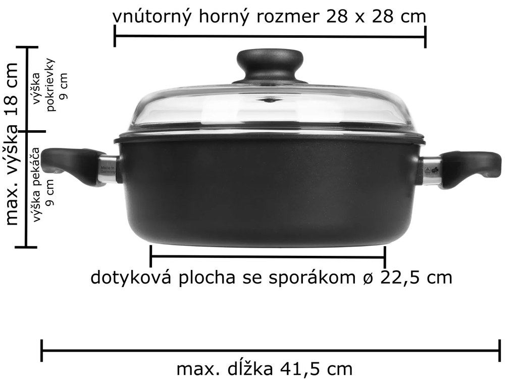 AMT Gastroguss Titánový pekáč 28 x 28 x 9 cm / 6.5 l s pokrievkou