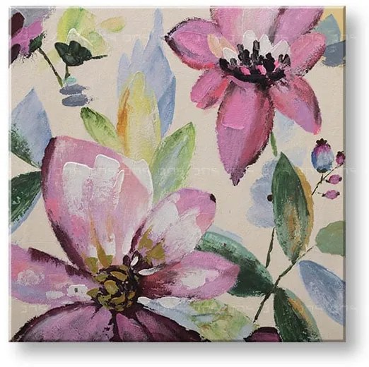 Maľovaný obraz na stenu KVETY 60x60 cm