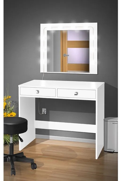 Nabytekmorava Toaletný stolík s LED osvetlením a zrkadlom farba lamina: biela 113