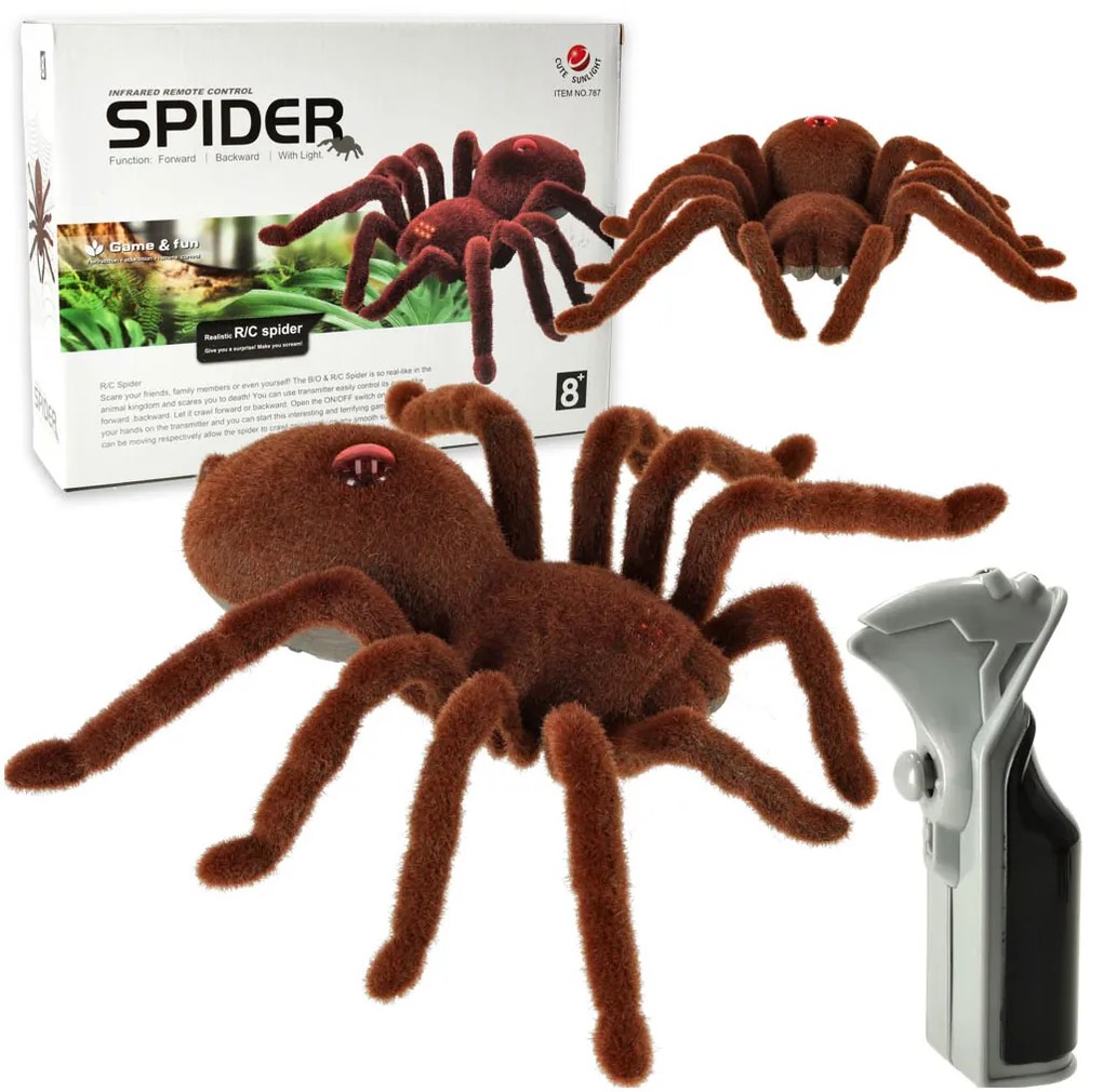 KIK Diaľkovo ovládaná tarantula – chlpatý robotický pavúk s ovládačom