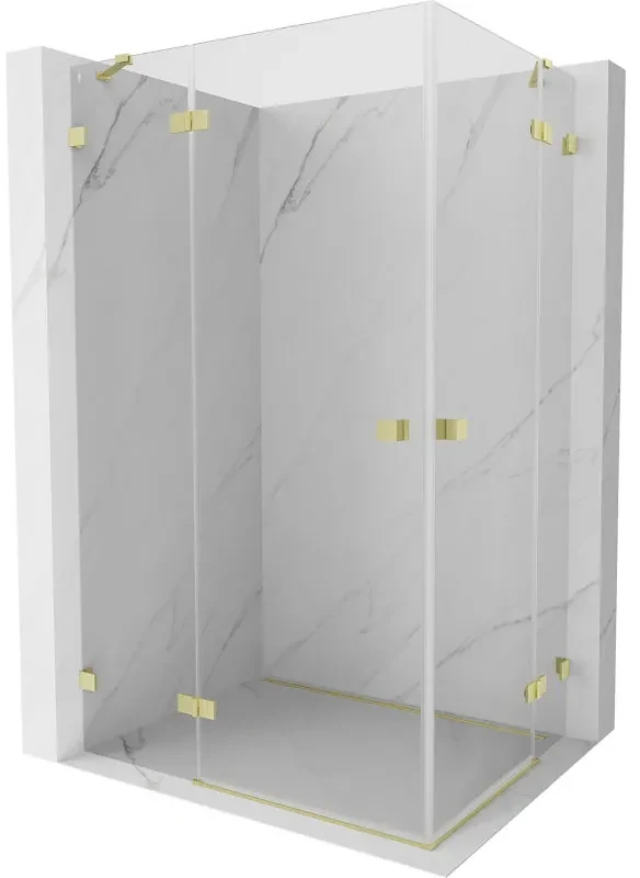 Mexen Lunar Duo, výklopný sprchový kút 115 x 90 cm, 8mm číre sklo, zlatý matný profil, 834-115L-090P-55-00