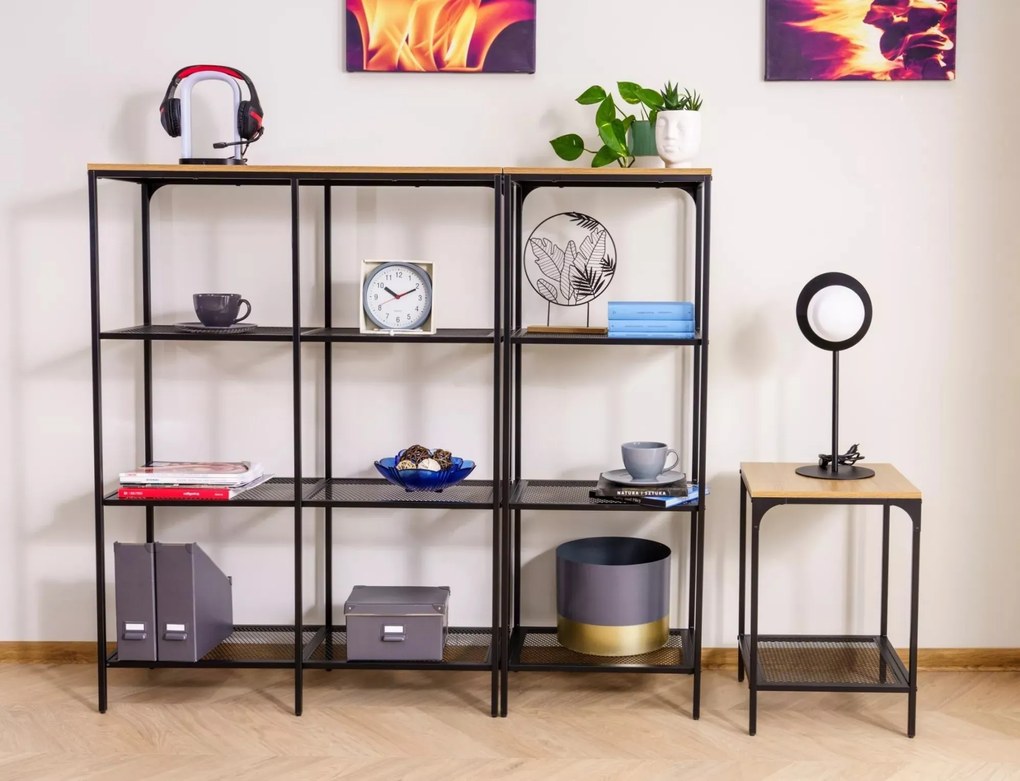 Regál Lex A 100 cm dub přírodní/černý