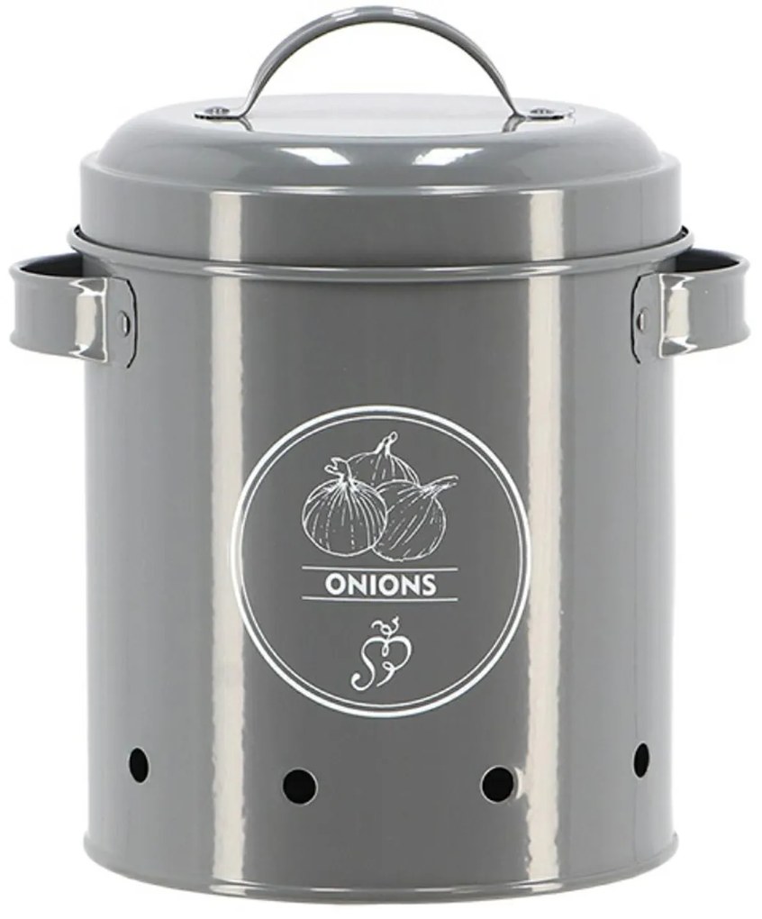 Kovová nádoba na cibuľu Vintage Gray, 19,5x17 cm