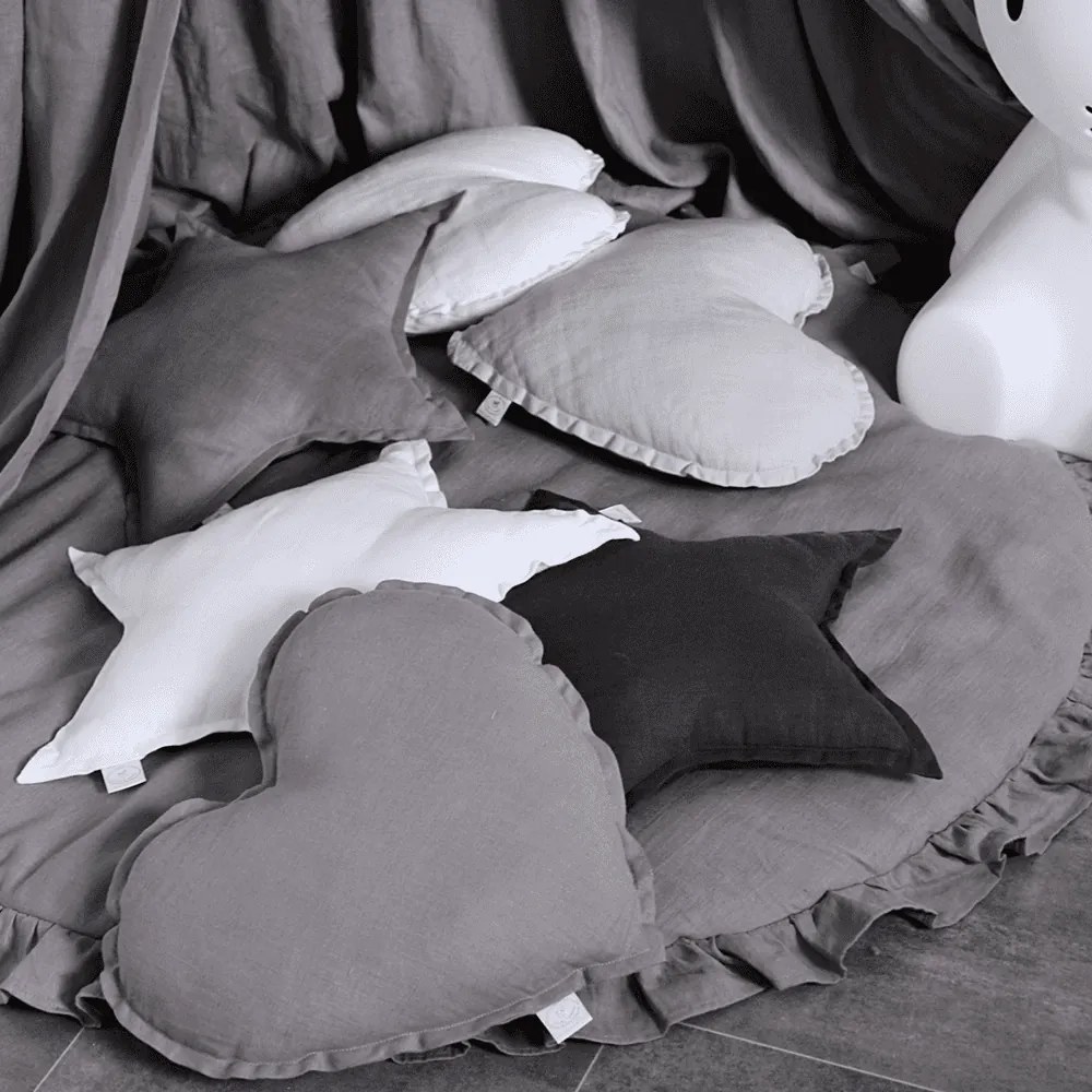 Ľanový vankúš hviezda grafitová 50 cm