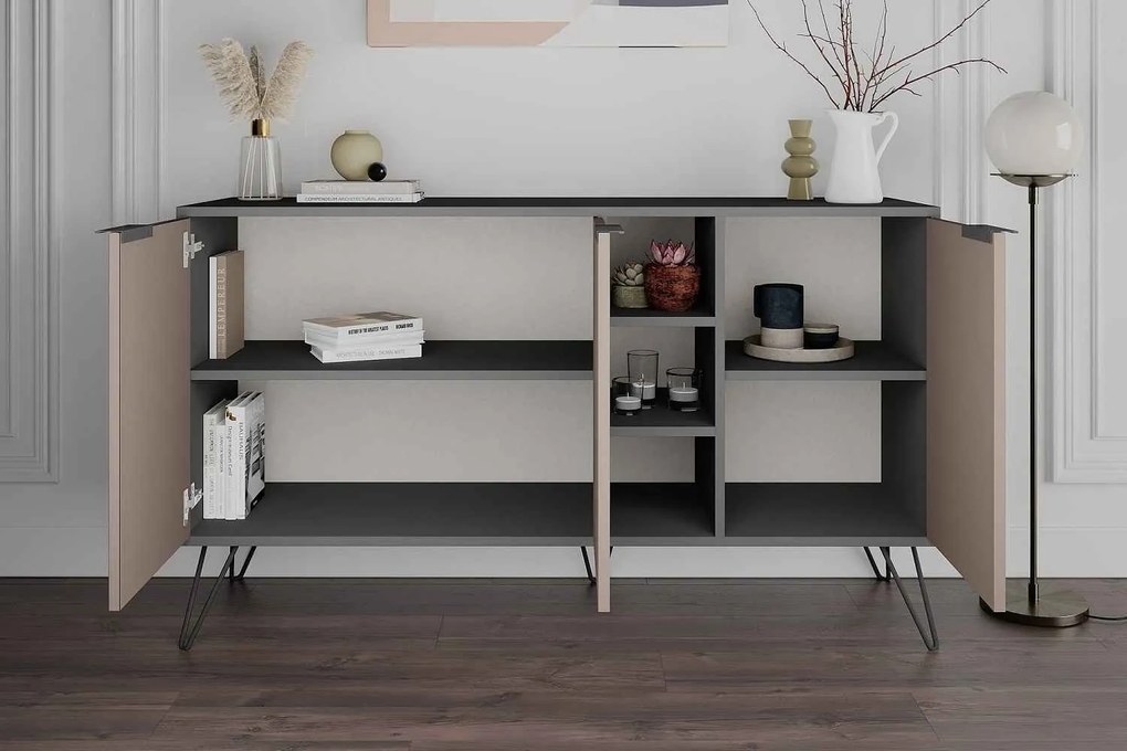 Dizajnová komoda Balaniki 142 cm antracitová