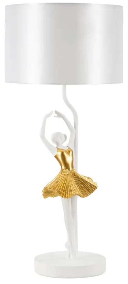 Stolová lampa s textilným tienidlom v bielo-zlatej farbe (výška 64 cm) Dancer – Mauro Ferretti