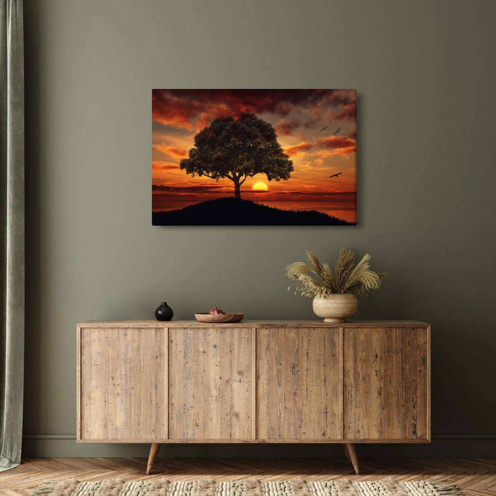 Obraz stromu pri západe slnka (90x60 cm)