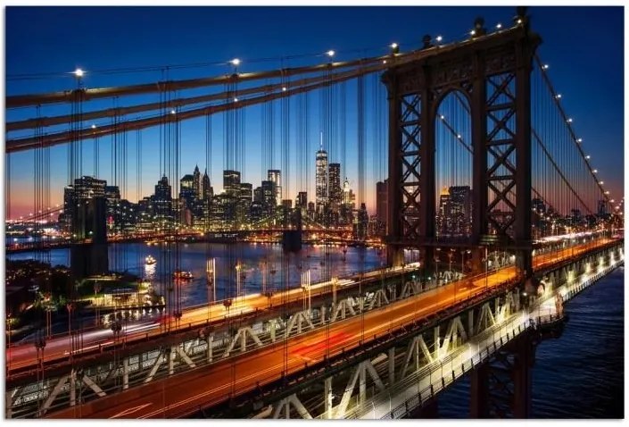 Obraz CARO - Sunset Over The Brooklyn Bridge 40x30 cm