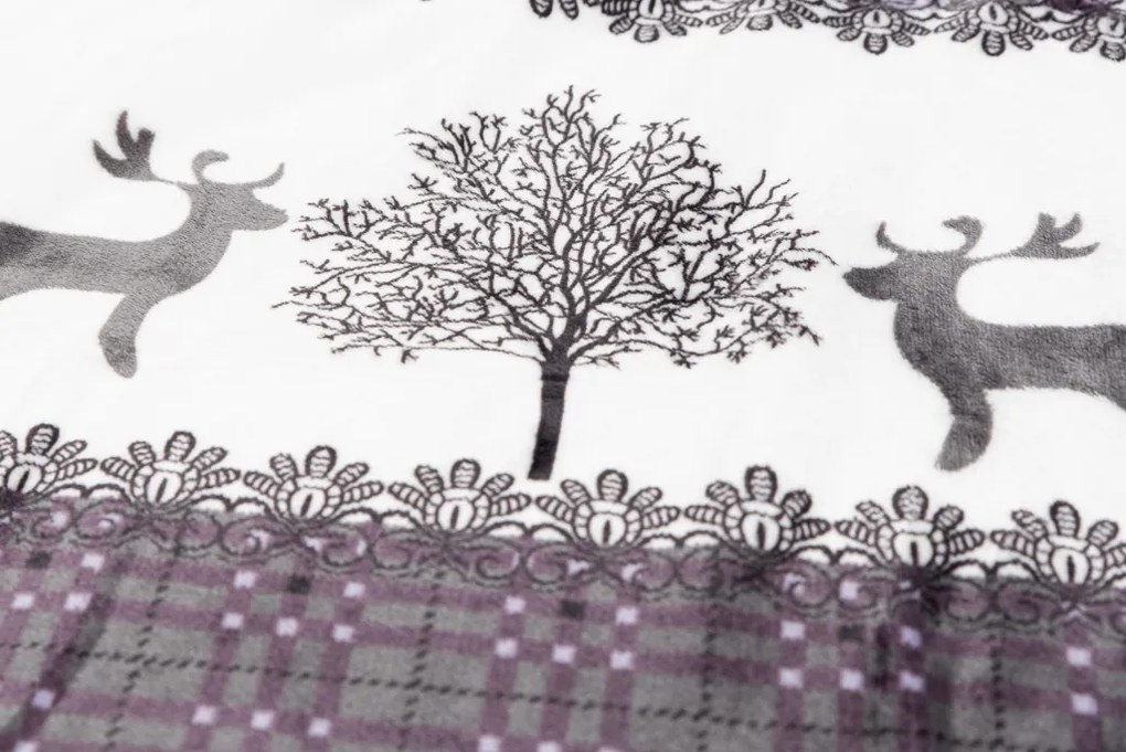 Mikroplyšové obliečky Vianoční soby sivé