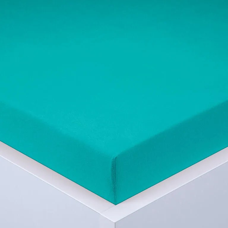 Napínacia plachta na posteľ jersey EXCLUSIVE tyrkysovo zelená 160 x 200 cm