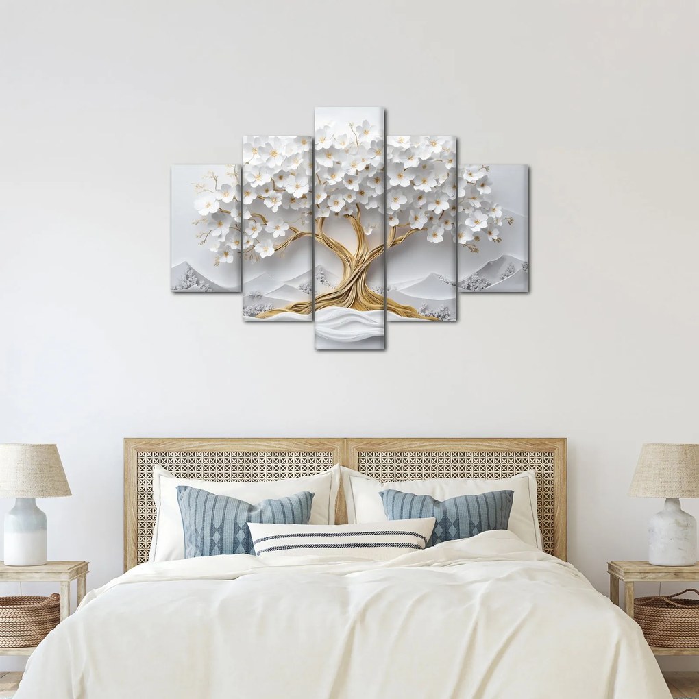 Obraz – 3D elegantný strom života plný kvetov (150x105 cm)