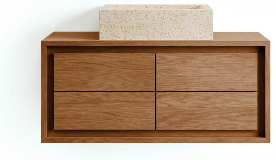 Hnedá závesná skrinka pod umývadlo z teakového dreva 90x40 cm Kenta – Kave Home