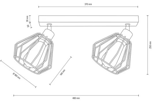 Spot-Light DO63804274 - Stropné bodové svietidlo VENTI 2xE27/15W/230V dub