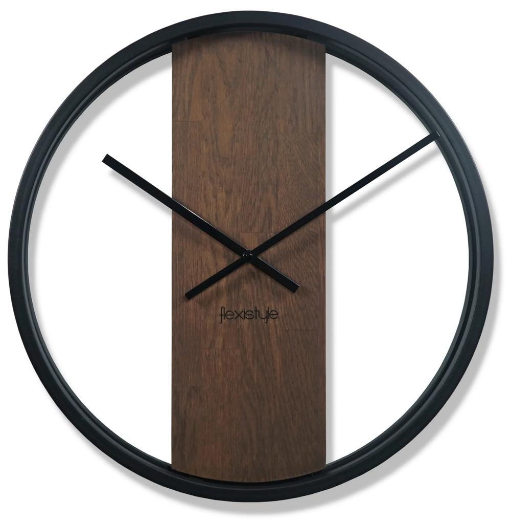 Hnedé drevené nástenné hodiny s priemerom 50cm
