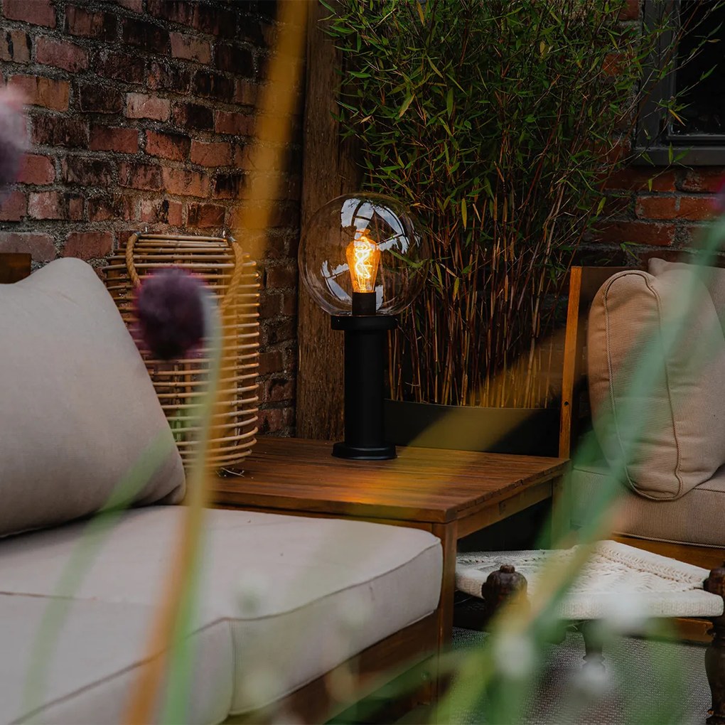 Vonkajšia stojaca lampa čierna s priehľadnou guľou 50 cm IP44 - Sfera