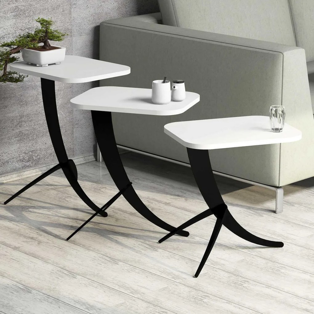 Odkladací stolík Pion White, 3 ks