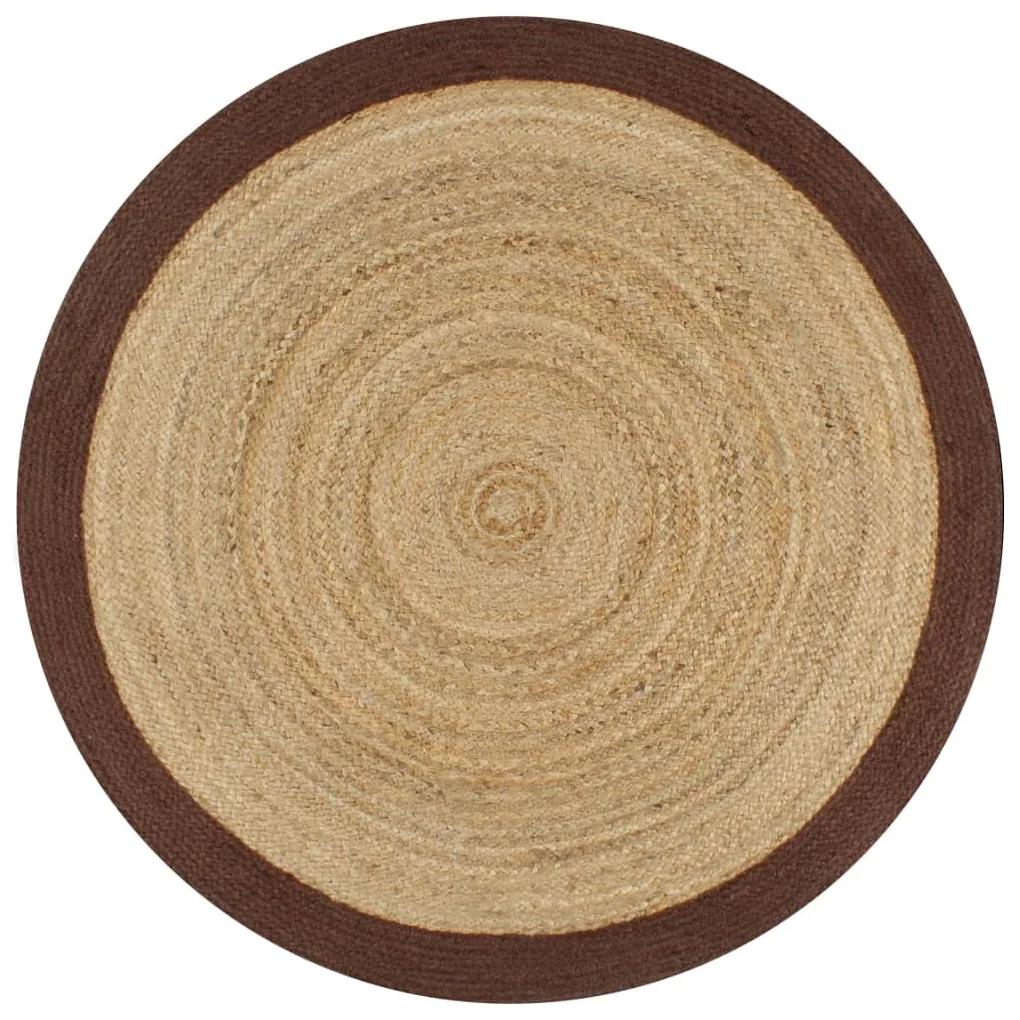 vidaXL Ručne vyrobený jutový koberec s hnedými okrajmi 150 cm