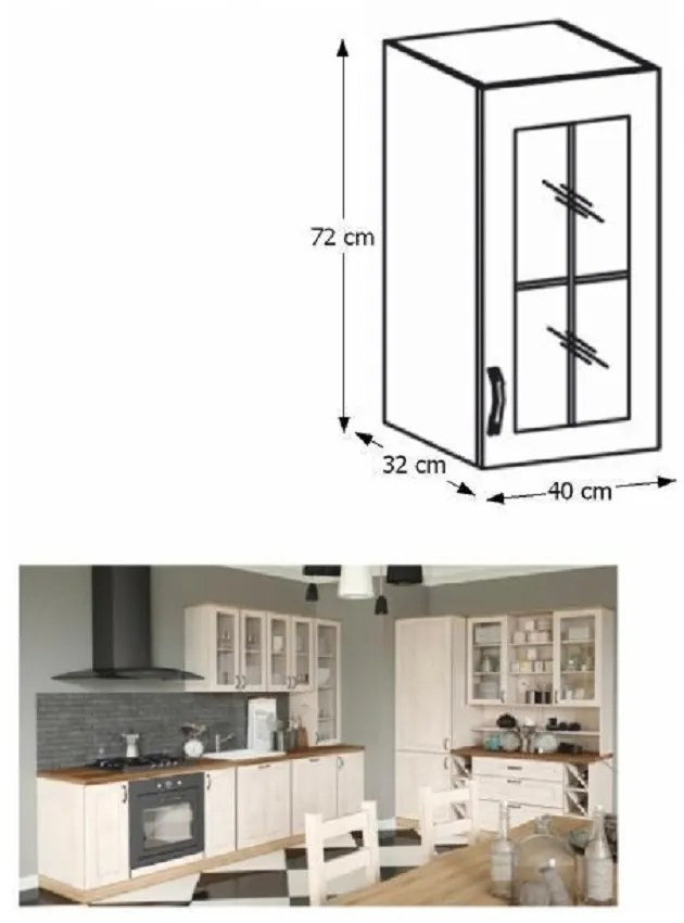 Horná kuchynská skrinka Regnar G40S/P sosna nordická /dub divoký (P). Vlastná spoľahlivá doprava až k Vám domov. 788957