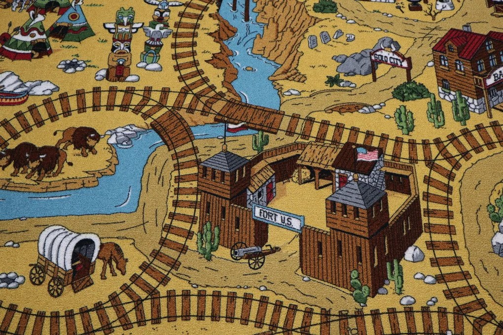AladinWorld Expres, AKCIA: 270x400 cm Detský kusový koberec Western - obšitý zo všetkých strán, šíře, viacfarebná, filc, detská izba