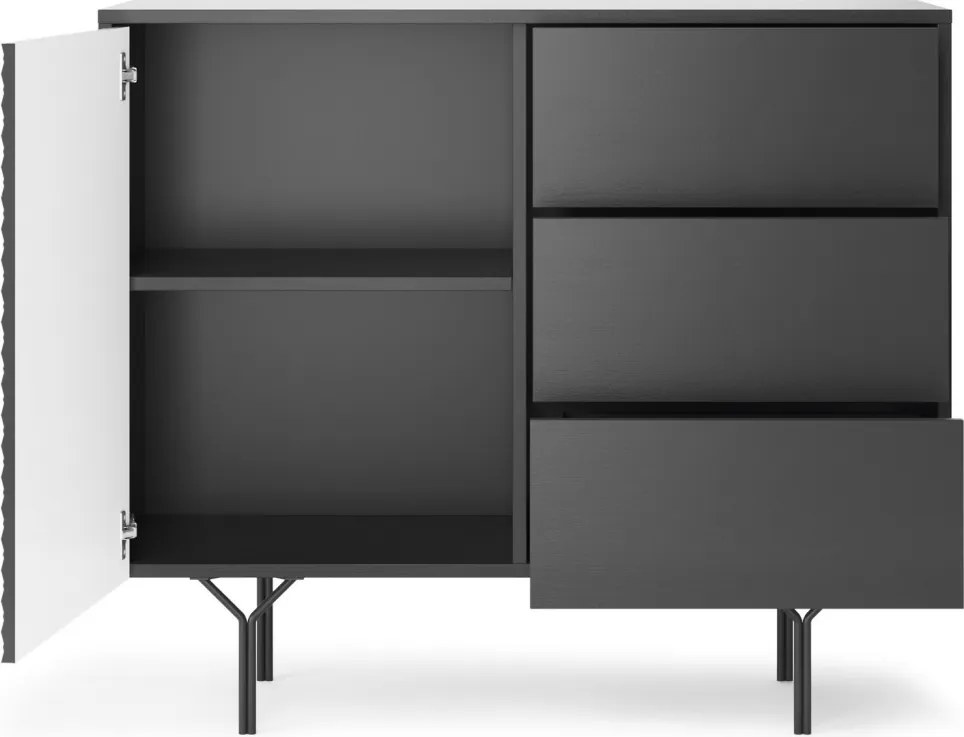 Skrinka so zásuvkami Raven, čierna