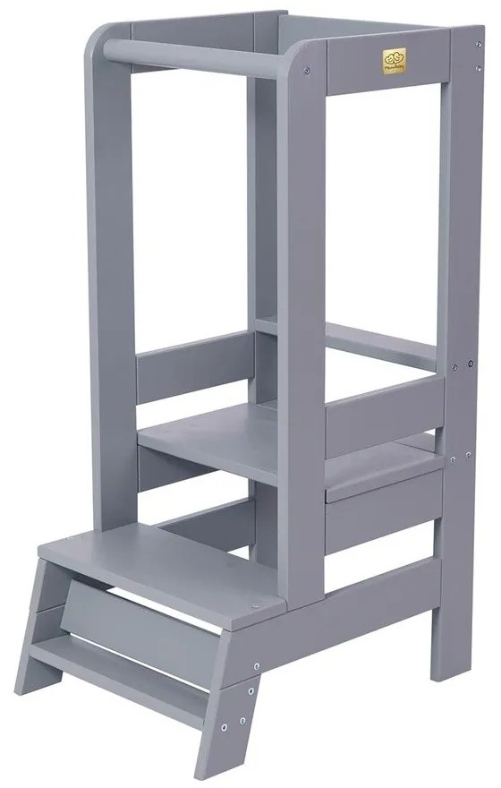 Sivá učiaca veža z borovicového dreva Montessori – Meowbaby