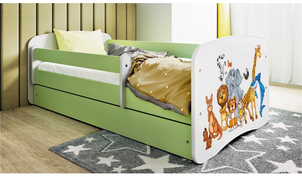 Detská postieľka Babydreams zvieratká zelená