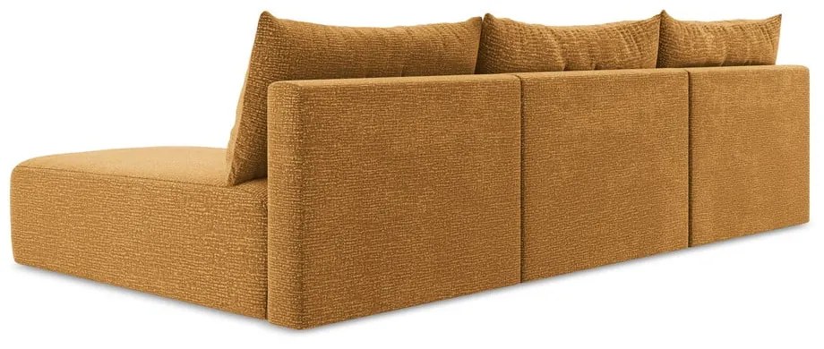 Oranžová rozkladacia/s úložným priestorom rohová pohovka Kalena – Makamii