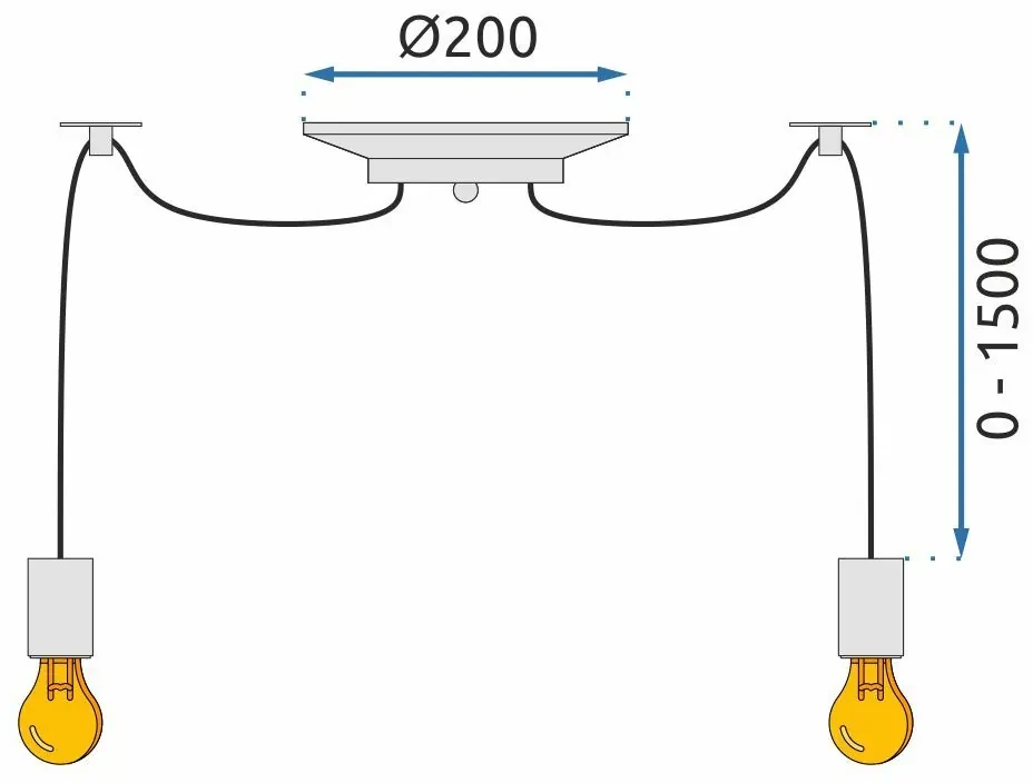 Toolight - Stropná lampa Spider 8xE27, čierna, OSW-00018