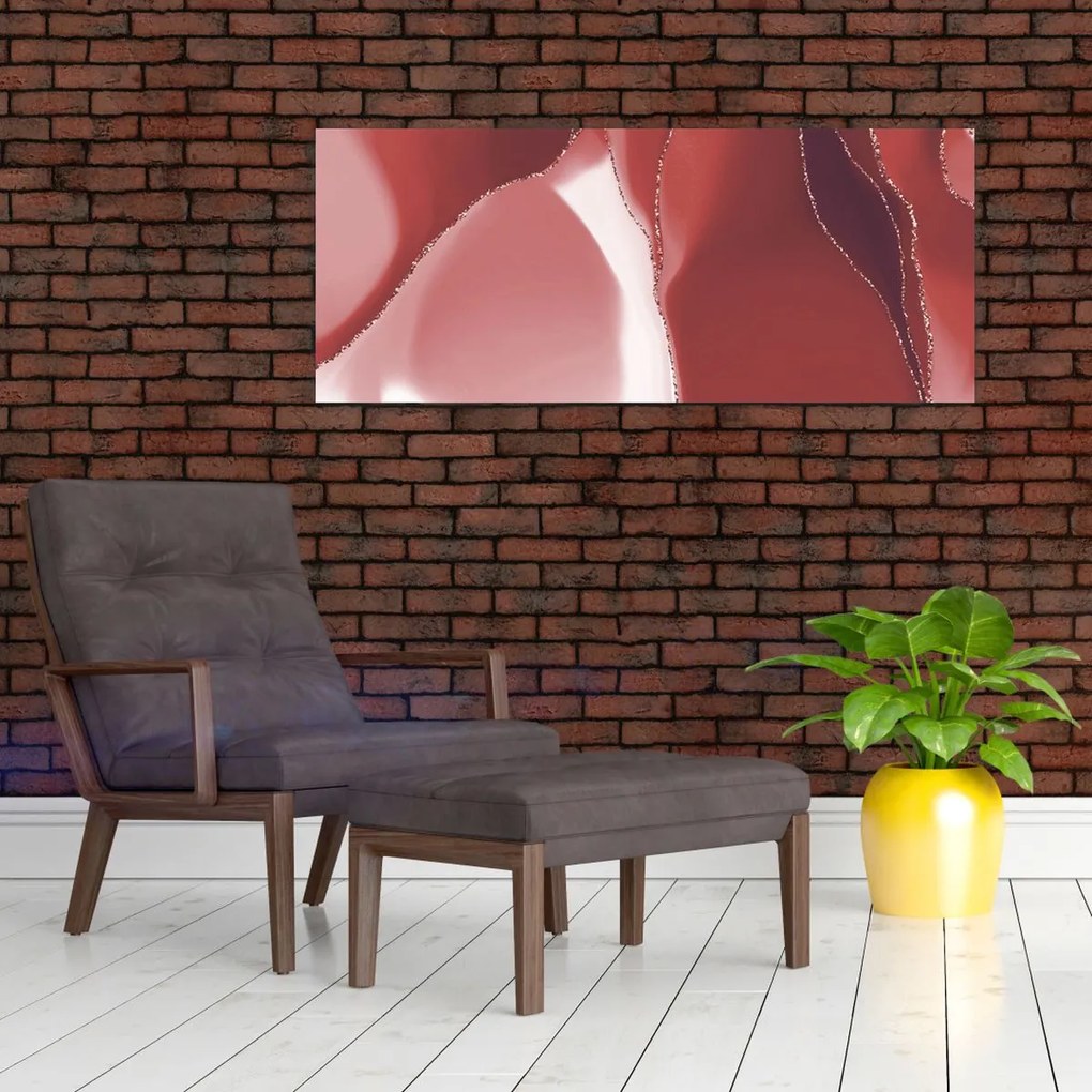 Obraz - Červená abstraktná kvetina N⁰3 (120x50 cm)
